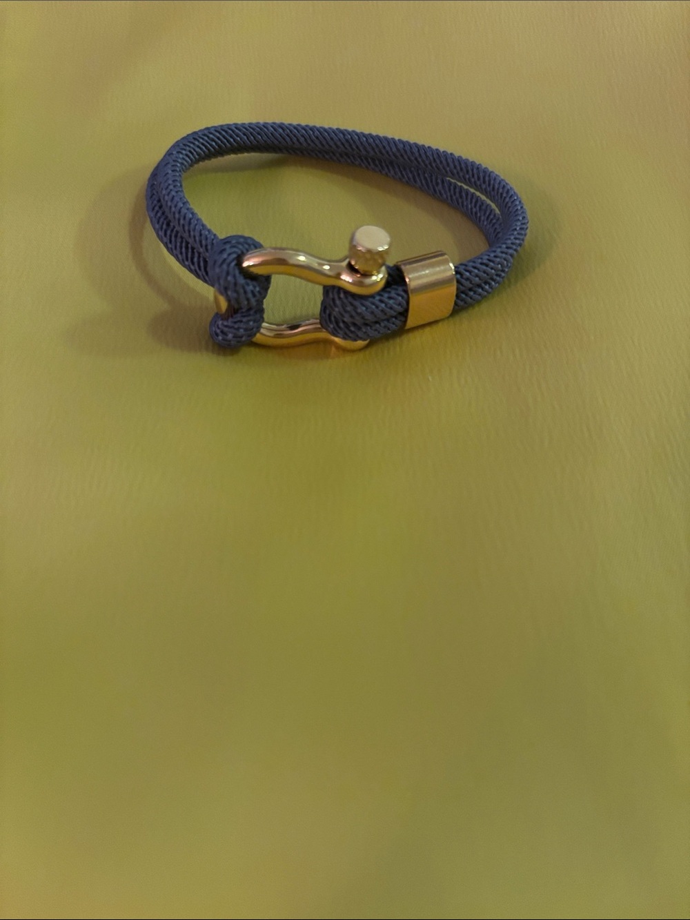 Kids gray Rope Bracelet with Gold Shackle